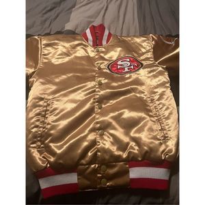 Mitchell & Ness Shiny Gold Jacket with Red Highlights
